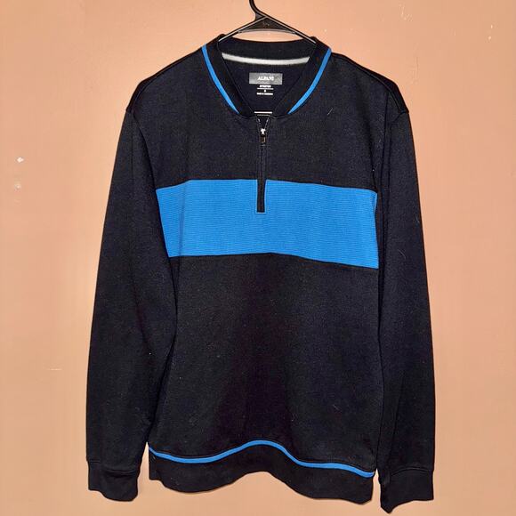 Alfani Men's Black & Blue Quarter Zip Sweatshirt - Medium - Picture 1 of 7